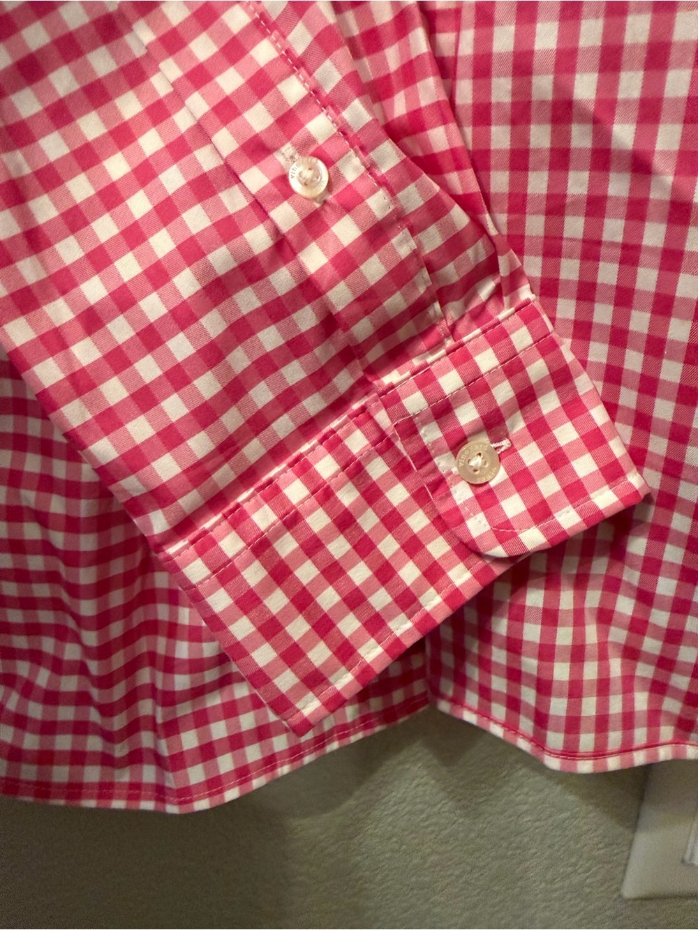 Vineyard Vines Pink and White Gingham Performance Shirt - Picture 9 of 12